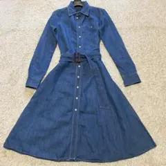 ポロラルフローレン　シャツワンピース　デニム　ポニー刺繍　ロング　ベルト　フレア