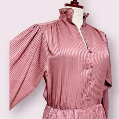 vintageヴィンテージワンピースストライプ首元フリルゴムレトロUSA海外古着