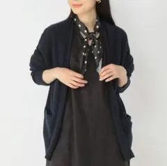 studio CLIP 9Gラスティックカーディガン ネイビー F