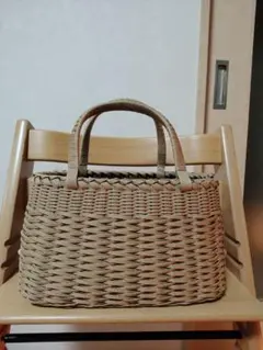 エコクラフト　ハンドメイド　かごバッグ よろい編み