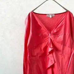 INDIVI カットソー 長袖 Ｖネック フリル 上品 きれいめ 薄手のサムネイル