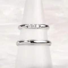 ★MIKIMOTO★ ダイヤ 結婚指輪 ペアリング Pt950 定価30万のサムネイル