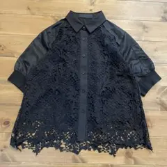 MICALLE MICALLE レース 異素材 シャツ ジャケット ブラックのサムネイル