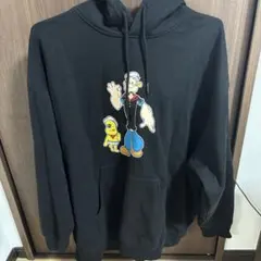 ポパイ ピーナッツくん プルオーバー パーカー フーディー ブラック L