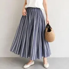 美品 エブール 22SS マラケッシュストライプ フレアスカート 36 リネン混のサムネイル