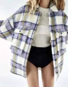 Zara チェック柄オーバーサイズシャツジャケット