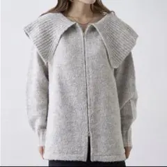 w closet 衿付きZIPBIGカーディガン ライトグレー系 Fサイズ