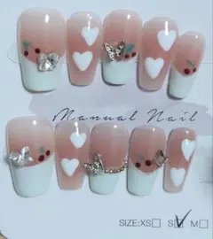 B7ハートと蝶のネイルチップセットSサイズ10個セット