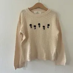 H&M 花柄刺繍 セーター ニット アイボリー 女の子服 キッズ服 110