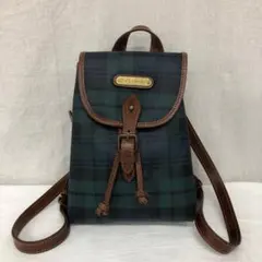 ポロラルフローレン ヴィンテージ タータンチェック柄 ミニリュック PVC 深緑