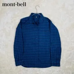 モンベル ネルシャツ L ブルー チェック 長袖シャツ レディース 春夏