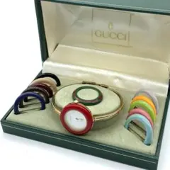 稼働品☆ OH済み　GUCCI 新品電池　チェンジベゼル　レディース腕時計