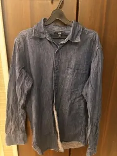 ユニクロ　デニム風長袖コットンネルシャツ　ダンガリーブラック系サイズS