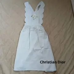 Christian Dior エプロン 淡いブルー 花柄刺繍のサムネイル