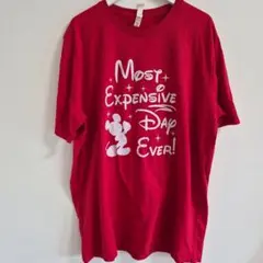 ディズニー ミッキー Tシャツ クルーネック プリント ビッグサイズ 赤 綿のサムネイル