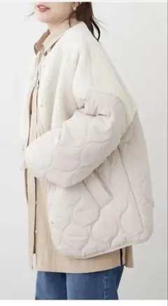 RMAF ボア切り替えキルティングブルゾン　アイボリー