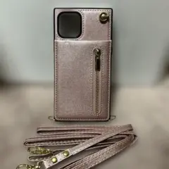 iPhone 11 ケース 手帳型 ショルダー　カード収納　ピンク