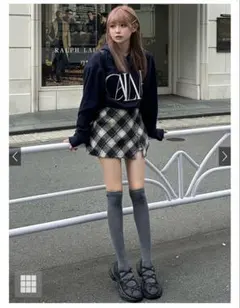 GRL 三上悠亜インパン裏地付バイアスチェック柄ミニスカート[gn339]