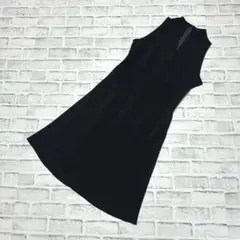 【コムサイズム】ノースリーブワンピース カシュクール パーティードレス 黒 L