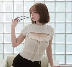 andmary Lil lace knit tops ivory - メルカリ