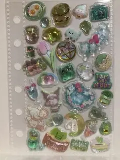 ㉘【グリーン系】立体シール おすそ分け シール交換 シール帳 まとめ割 完成品