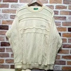 お値下げ‼️KENZO GOLFケーブルニットセーター クリームサイズ3 L相当