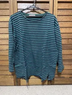 ダメージ加工　七分袖　オーバーサイズドTシャツ　韓国風