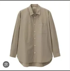 ブロードオーバーサイズシャツ(長袖) ユニクロ　ブラウン　ビックシャツ　XL