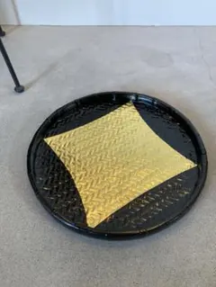 新品　お洒落　37㎝　おぼん　漆塗り　金箔　工芸品　トレー