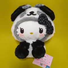 【新品】パンダ ハローキティ テキスタイルリボン BIGぬいぐるみ ブラック