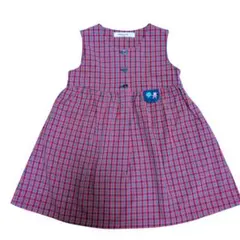 【ファミリア】チェック ワンピース 刺繍