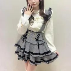 ♡ LIZLISA はしごリボンチェックティアードスカパン グレー ×ピンク LIZLISA はしごリボンチェックティアードスカパン グレー ×ピンク