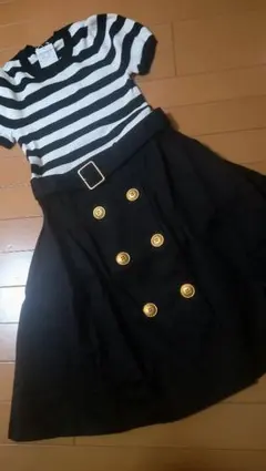 バーバリー　ブルーレーベル　クレストブリッジ　ドッキングワンピース　金ボタン