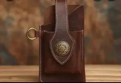 レザー スマホポーチ レトロ ブラウン
