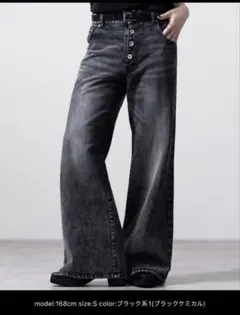 【CLEL】ヴィンテージデザイン パンタロンデニムパンツ　ブラック