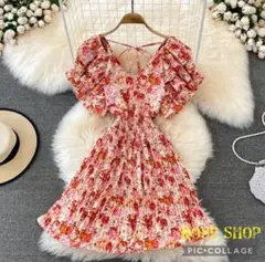 ワンピース　ドレス　半袖　レース　レディース　ロング　パーティー　花柄