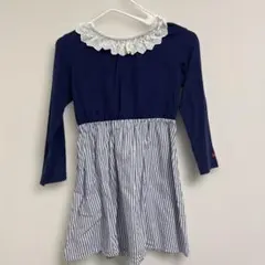 Moujonjon ワンピース 紺×ストライプ