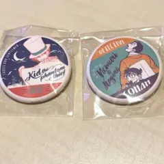 コナン缶バッジ(パステル) 怪盗キッド、毛利小五郎&コナン