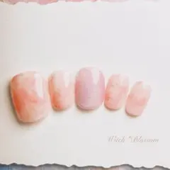 34. ふんわり桜ニュアンス＊うるつやピンクネイルチップ　インク　マグネット