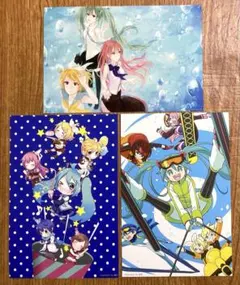 美品 初音ミク ポストカード3枚 鏡音リン 巡音ルカ ハッピーくじ H賞