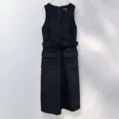 バナナリパブリック ジャンパースカート レイヤード ベルト付き 無地《i279