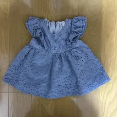 petit main ライトブルー刺繍チュニック 90cm