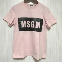 MSGM ピンク ロゴプリント Tシャツ