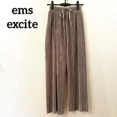 ems excite エムズエキサイト 光沢プリーツワイドパンツ
