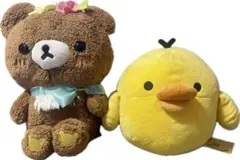 テ棚袋　リラックマ チヤイロイコグマぬいぐるみ 花飾り付きキイロイトリぬいぐるみ