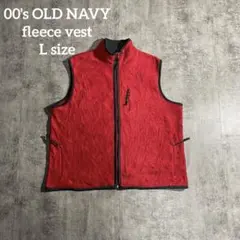 00's OLD NAVYオールドネイビー フリースベストレッドLサイズ古着