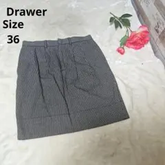 【オシャレ⭐Drawer】黒　白　ストライプスカート　サイズ36のサムネイル