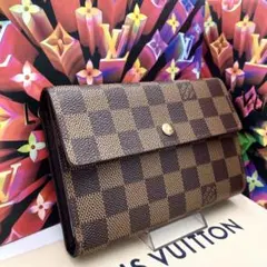ルイ・ヴィトン ダミエ ポルトトレゾール エテュイパピエ 三つ折財布パスケース付