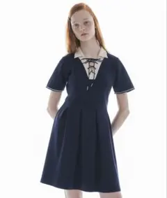 idem lace up polo onepiece ネイビーのサムネイル