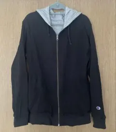 チャンピオン　ジップパーカー　ワッフル　ブラック